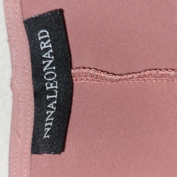 Dress Pink Stetchy Sheath Solid Hidden Pockets Crew Neck 3/4 Sleeve & Scarf - Picture 8 of 11